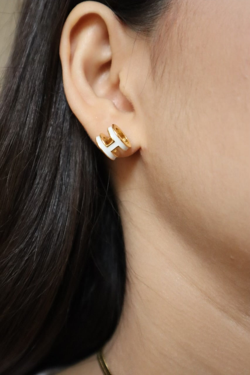 Elegant White and Gold Studs